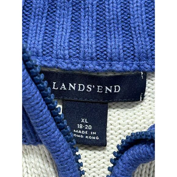 Lands End 1/4 Zip Sweater Boy’s XL (18-20) Nordic Fair Isle Cotton  - Picture 4 of 8